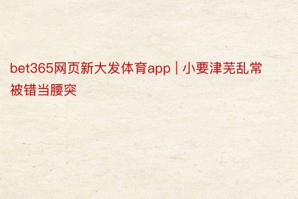 bet365网页新大发体育app | 小要津芜乱常被错当腰突