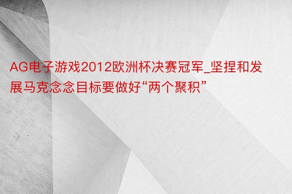 AG电子游戏2012欧洲杯决赛冠军_坚捏和发展马克念念目标要做好“两个聚积”