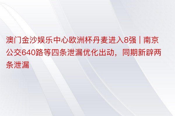 澳门金沙娱乐中心欧洲杯丹麦进入8强 | 南京公交640路等四条泄漏优化出动，同期新辟两条泄漏