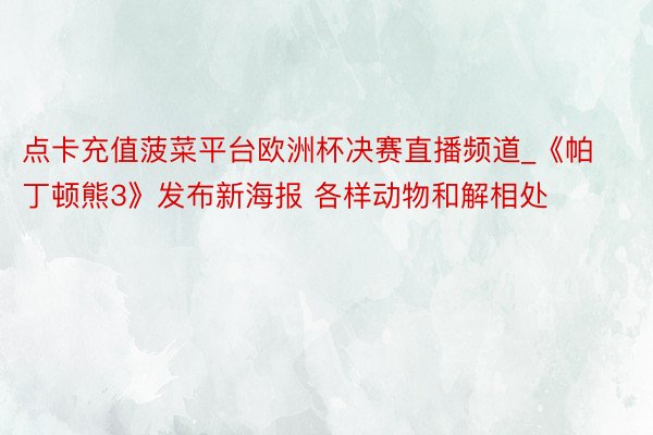 点卡充值菠菜平台欧洲杯决赛直播频道_《帕丁顿熊3》发布新海报 各样动物和解相处